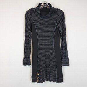 Prana Coal Kelland Turtleneck Wool Blend Sweater Dress Womens Size XS Black Gray